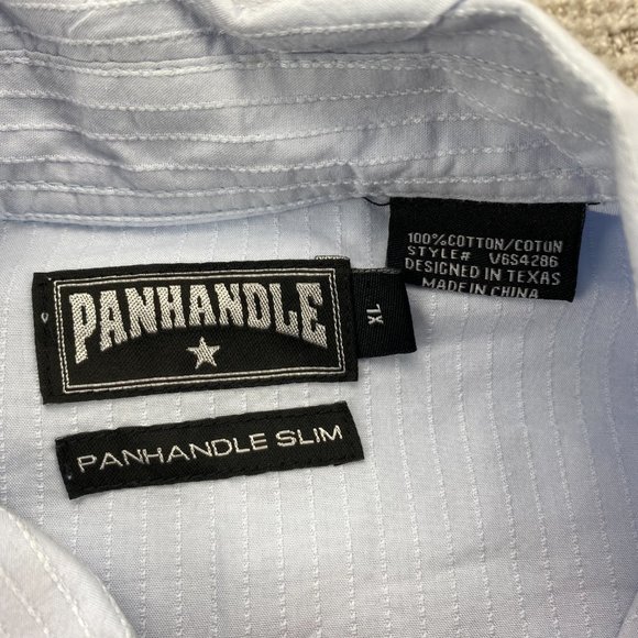 Panhandle Slim Western Shirt Men Extra Large XL Blue Button Up Pearl Snap Cowboy - Picture 5 of 13